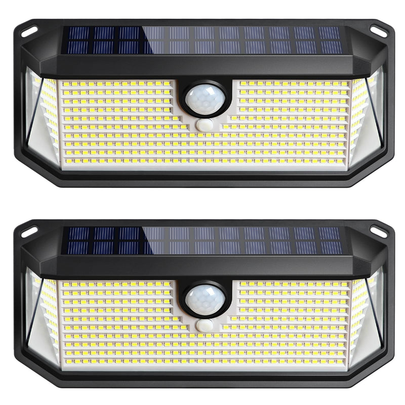 Solar Outdoor Lights, 4000LM 388 LEDs Motion Sensor Outdoor Light, IP65 Waterproof Solar Powered Outside Lights with 270° Wide Angle & 3 Modes, Exterior Flood Security Lights for Patio Garage, 2-Pack