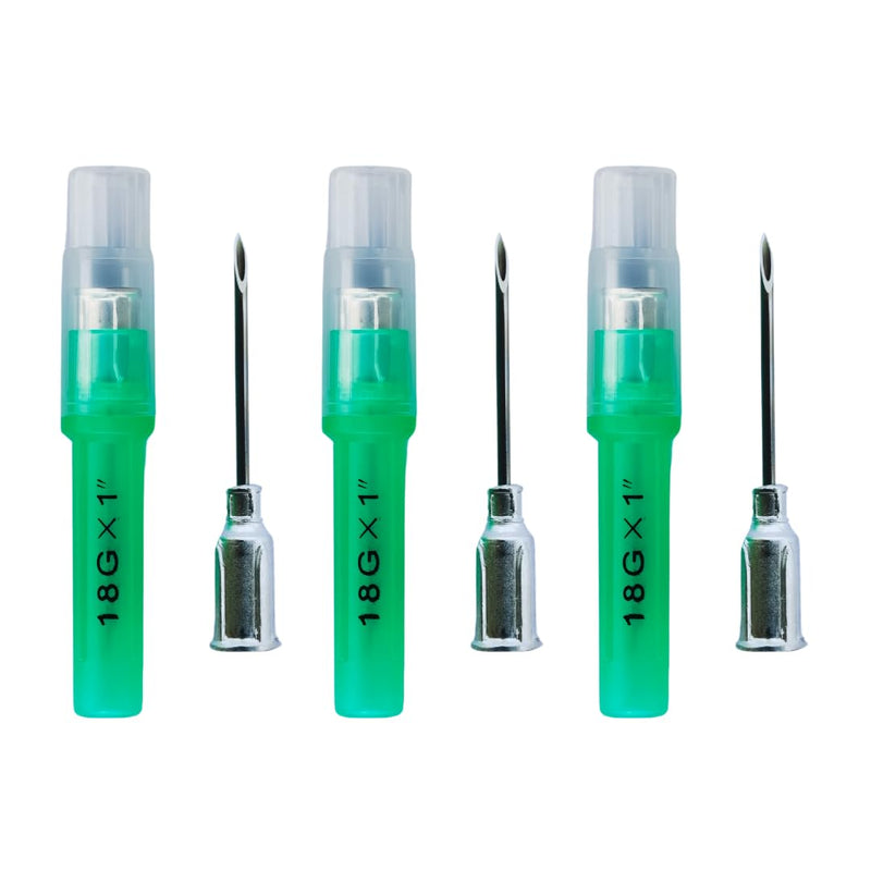 Elimedical Eli-Vet Veterinary Aluminum Hub Needle, 18G x 1 inch (25 mm), Individual Sheath, 100 per Box, AHN1825