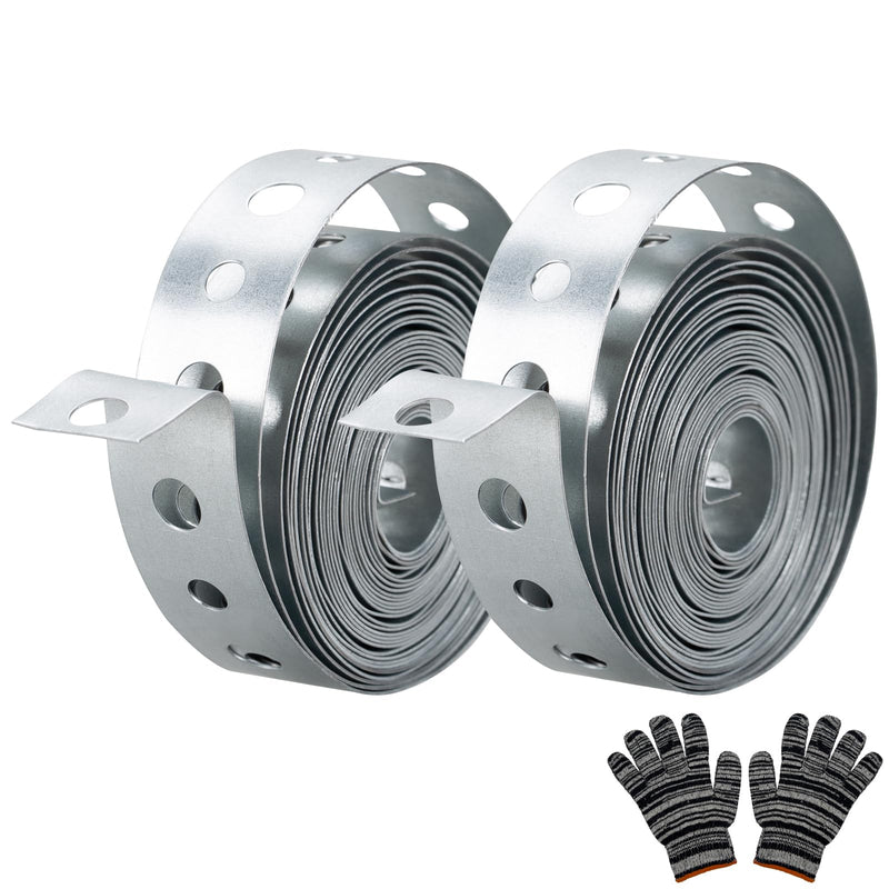 Galvanized Metal Pipe Strap 3/4-Inch x 10-Feet 27-Gauge for Pipe Support Hanging and Flexible Trimming with Holes, 2 Pack 10FT 2PACK