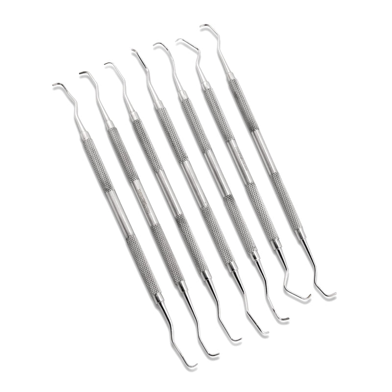 Set of 7 Cynamed Gracey Dental Curettes and Scalers - Double Ended Periodental Premium Instruments