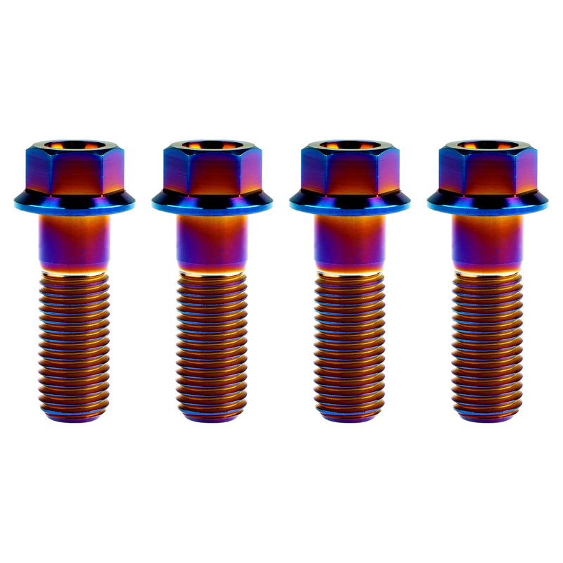 Titanium Bolt M12 30 35 40 45 50 55 60 65 70 75 80 85 90mm Hex Small Flange Head for Motorcycle Car Modification Pack of 4 (M12x35mm Pitch 1.25, Burnt Blue) M12x35mm Pitch 1.25