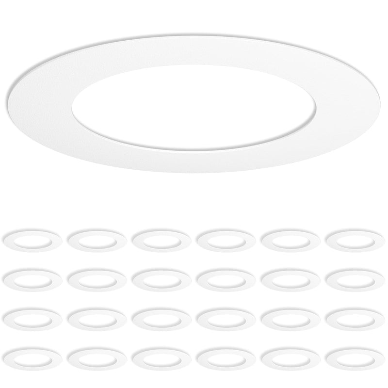 Amico 24 Pack Goof Rings for 6 Inch Recessed Lights White Can Light Goof Trim Ring, Outer Diameter 8.6-inch, Inner Diameter 6.2-inch, Durable Plastic Design, Flush Mount