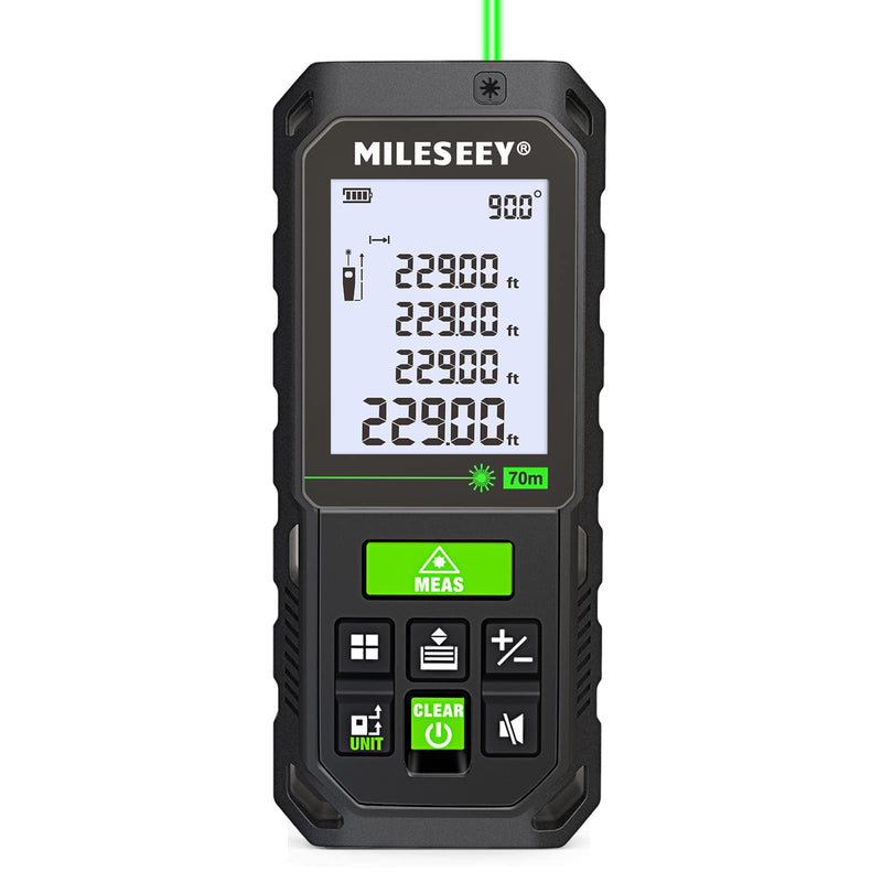 Mileseey S8GA Laser Measuring Tool Green Beam 230 ft, Green Light Laser Tape Measure with Angle Sensor, IP65, Pythagorean, Distance, Area, Volume Measuring, ±1/16in Accuracy… Green Beam - 230 ft