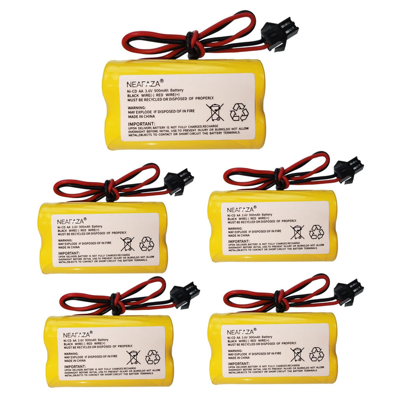 3.6V 900mAh NiCd Exit Sign Emergency Light Battery Replacement Compatible with Lithonia ELB B001 ELBB001 ELB-B001 Lithonia EU2 LED Interstate ANIC1566 Unitech 0253799(5 Pack) 5 Pack