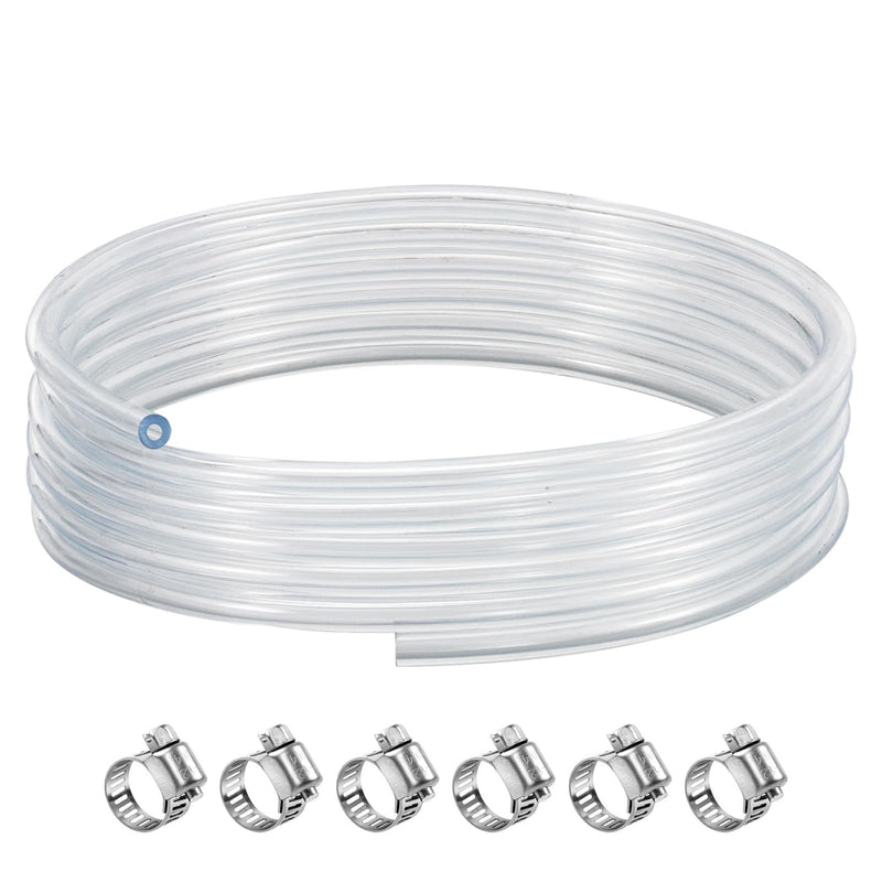 15FT Beer Line Keg Line Tubing, 3/16 ID Beer Keg Line Beverage Line Tubing with Hose Clamps, Kegerator Line Draft Beer Dispensing Line for Homebrew (Transparent Beer Hose) 15ft - Clear Beer Line