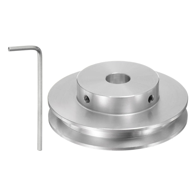HARFINGTON Single Groove Pulley 8mm Fixed Bore 60mm Outer Diameter Aluminum Alloy with Hex Wrench for Drilling Machine 6mm PU Round Belt 8mmx60mm