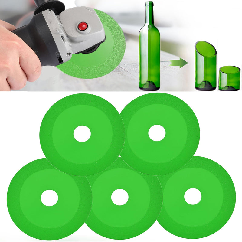 Mornajina 5Packs 4.5Inch Glass Cutting Disc 2.2 for Angle Grinder 7/8" (Model 115/125), Green Glass Ceramic Diamond Cutting Blade Disc Grinding of Glass, Jade, Crystal, Wine Bottles, Tile Green 5Packs - NewNest Australia