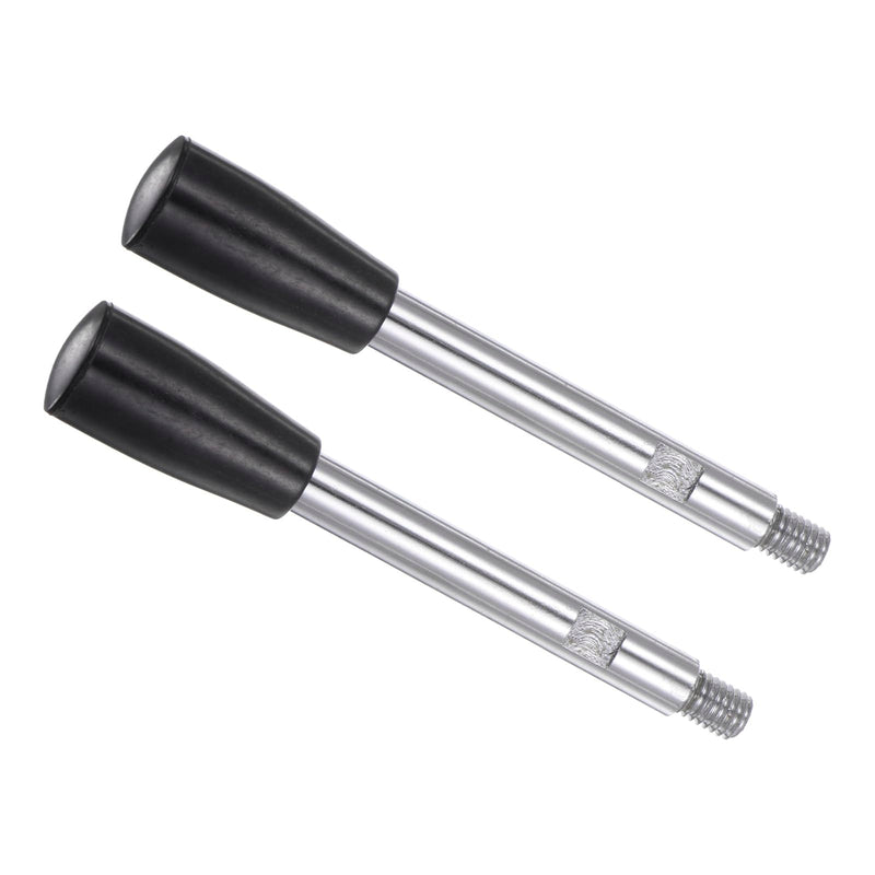 Revolving Crank Clamping Handle, M8 Male Thread 116mm Length, Chrome Plated Long Arm Handwheel Handle Knob Black - (Applications: for Lathe Machinery), 2-Pieces