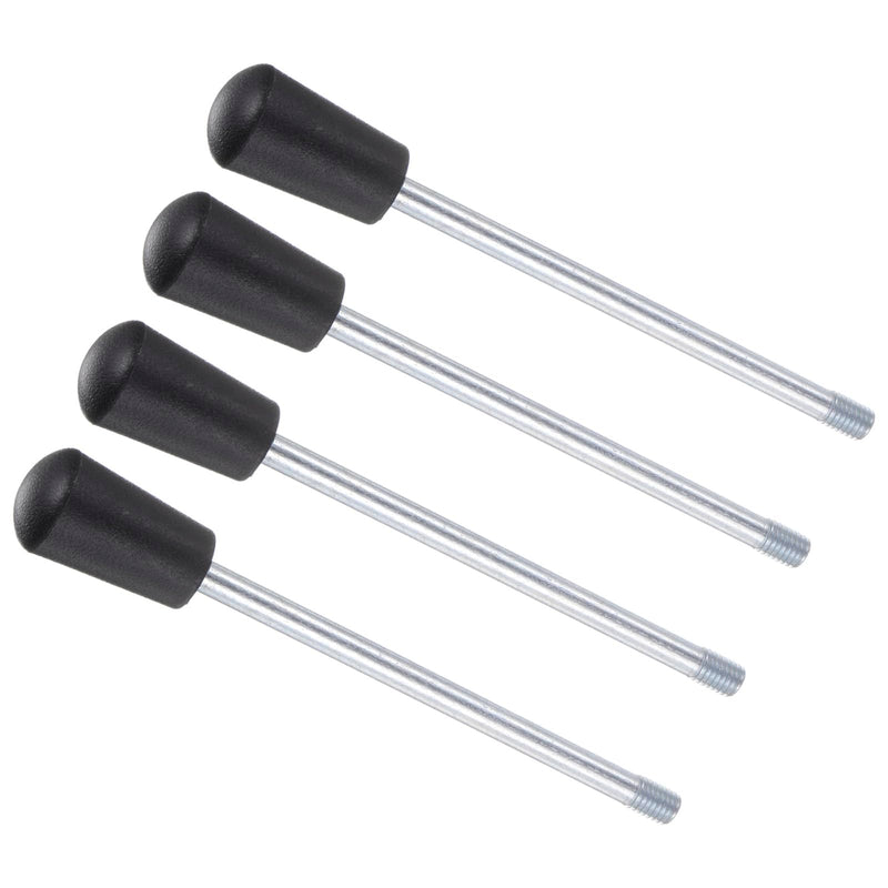 Revolving Crank Clamping Handle, M10 Male Thread 185mm Length, Chrome Plated Long Arm Handwheel Handle Knob Black - (Applications: for Lathe Machinery), 4-Pieces