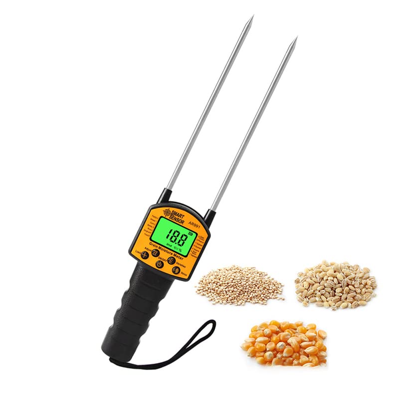 Portable Hay Meter,Grain Humidity Meter,Digital LCD Display Grain Moisture Meter for Wheat Corn Rice Peanut Soybean with Non Slip Handle