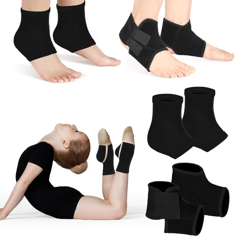 Tarpop 2 Pairs Kids Ankle Brace Set Foot Support Stabilizer Wraps Protector Guard Knitted Ankle Sleeve Sock Support Compression Socks for Injury Prevention(Black, Medium) Black Small
