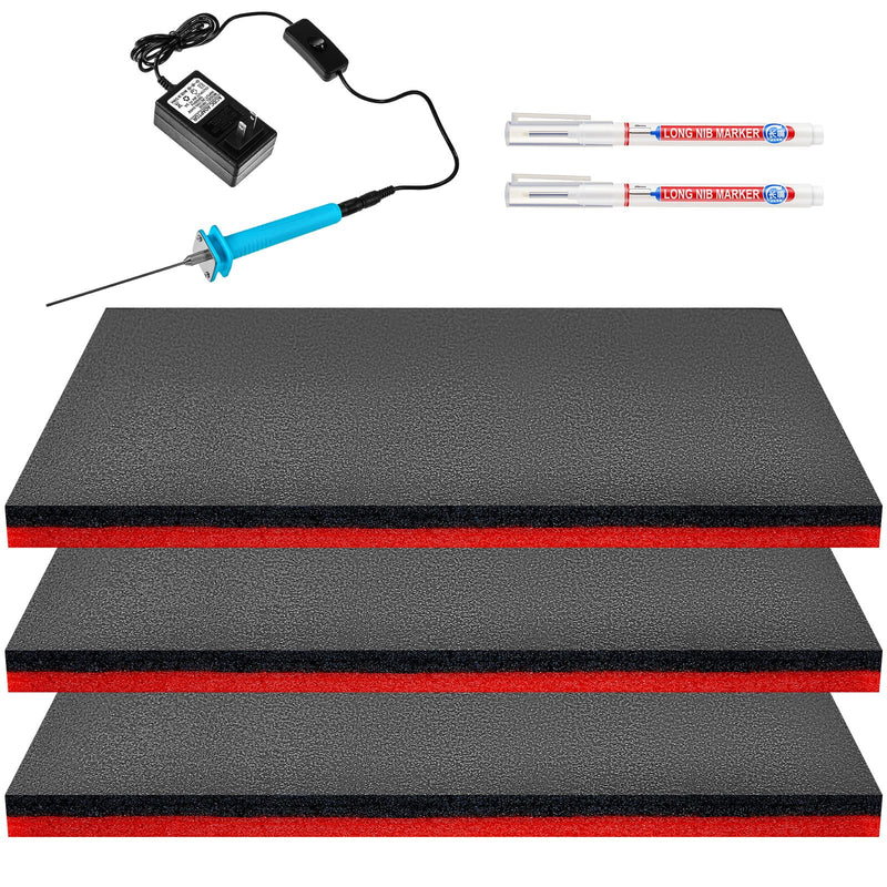Gisafai 3 Sets Tool Box Foam Sets Includes 3 Tool Box Liner 1 Foam Cutter 2 Marker Pens Adjustable Non Slip Organizer for Toolbox Cabinet Chest Drawer Storage Craft(18 x 12 x 1 Inch) 18 x 12 x 1 Inch