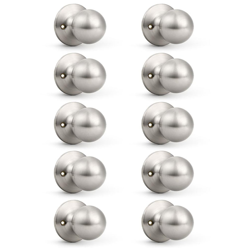 Probrico Dummy Door Knob, Single Sided Handle for Closets/French Doors/Pantry, Brushed Nickel Non-Turning Interior Push/Pull Door Knob 10 Pack