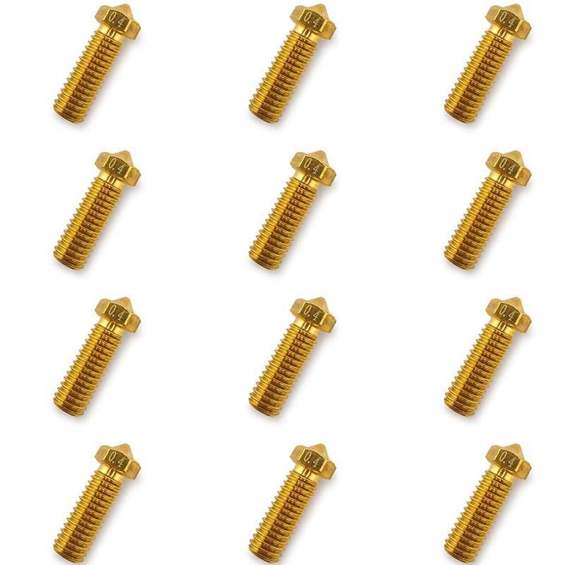 12Pcs Volcano Nozzles 0.4mm, Vyper Nozzles M6 Thread Hotend Extruder Volcano Nozzle Compatible for Artillery Genius, Sidewinder X1, X2, Anycubic Vyper, Anycubic Kobra Plus, Kobra Max 1.75mm Filament, 12Pcs Volcano Nozzle 0.4mm