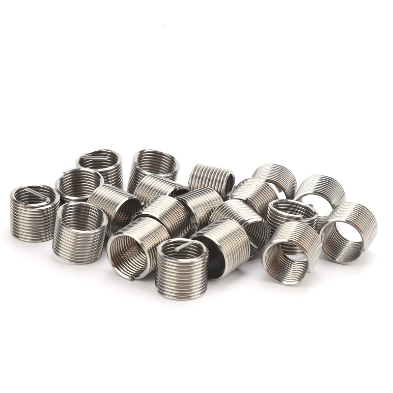 20Pcs Wire Thread Insert Stainless Steel Screw Bushing Repair Socket Kit M14x1.5x1.5D Wire Screw Sleeve Thread