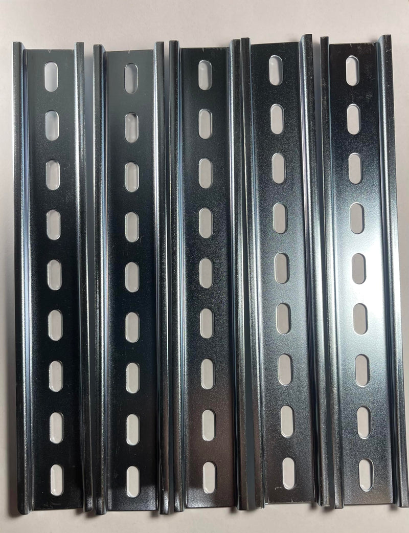 International Connector T&G 5 Pieces DIN Rail Slotted Zinc-Plated Steel RoHS 35mm Wide 7.5mm High (9") 9"