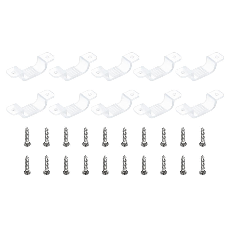 PATIKIL LED Strip Light Clips, 50 Pack Mounting Bracket Fixing Clips Clamp Holders with Screws for 15mm-17mm Neon RGB Light Cable Ribbon, Translucent