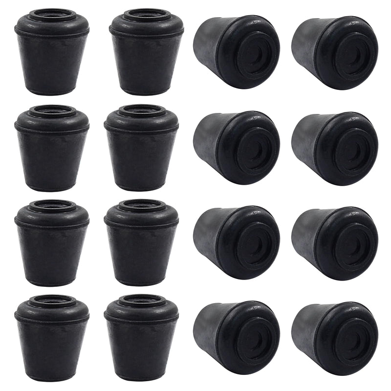 16pcs 1/2 Inch Round Chair Leg Tips Caps, Non-Slip Rubber Chair Leg Floor Protectors, Black Furniture Leg Caps Fit for 0.43"-0.47" (11mm-12mm) Diameter Round Feet 1/2 Inch-Black