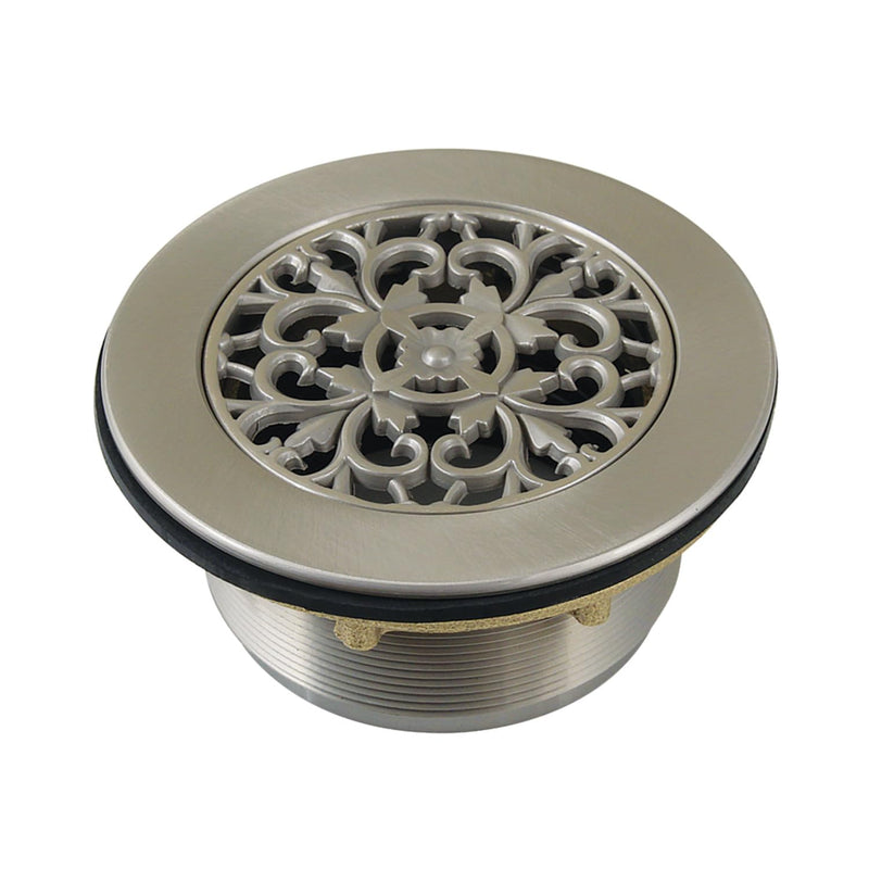 Kingston BSFT4138 4-1/4" Brass Round Grid Shower Base Drain, Brushed Nickel
