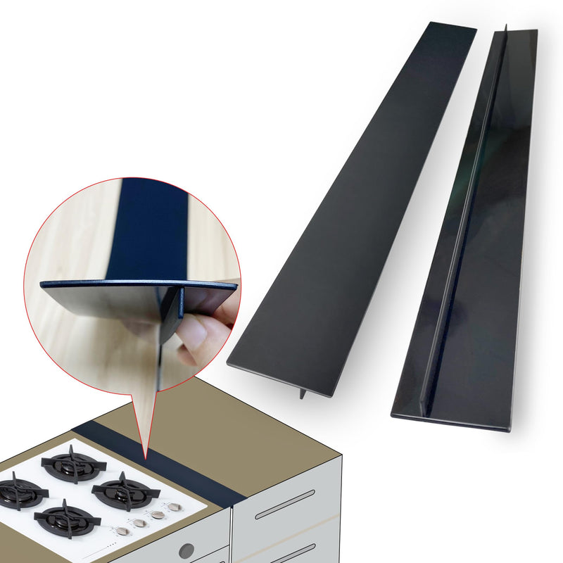 25 inch Black Stove Gap Covers (2 Pack), Silicone Gap Filler for Stove and Counter, Oven Edge Side Gap Guards, Kitchen Range Crumb Catcher Strips between Stovetop and Countertop 25 inch Black