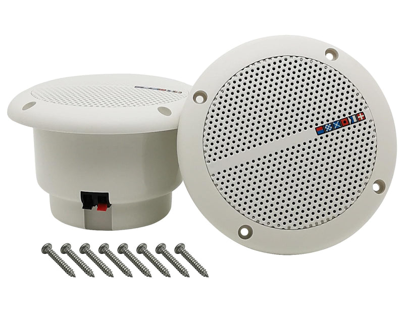 HiQltyla 5.25 Inch Waterproof Marine Boat RV Hot Tub Outdoor Speaker, WEAH-400 25 Watt Dual Cone 2 Way Full Range White Color (Sold as a Pair)
