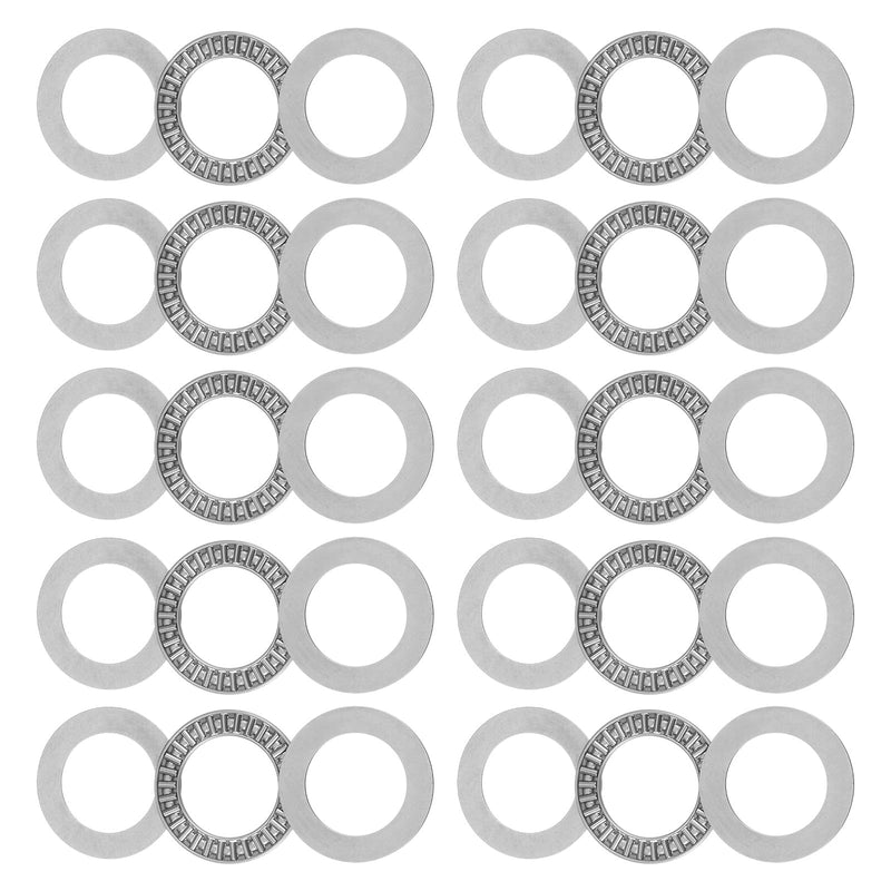 uxcell TC1625 Thrust Needle Roller Bearings with Washers 1" Bore 1-9/16" OD 5/64" Thickness 10pcs 1" x 1-9/16" x 5/64" 10
