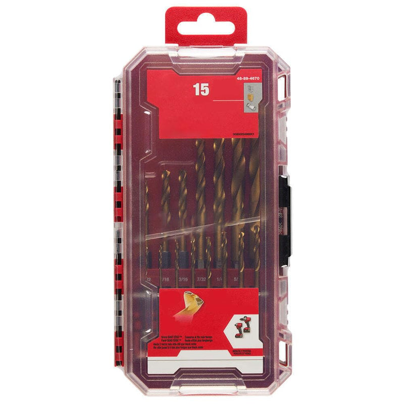 Fits Milwaukee 48-89-4670 Shockwave RED Helix Titanium Drill Bit Set - 15 PC