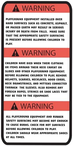 Playground Safety Stickers Warning sticker