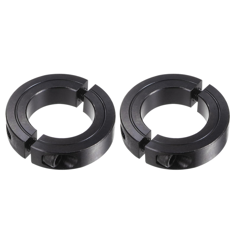 HARFINGTON 2pcs Shaft Collars for 1-1/4" ROD, 2-1/16" OD, 1/2" Width, Black Oxide Plating, Double Split Axle Clamp-On Collar Clamping Collar with Set Screw 1-1/4" Bore