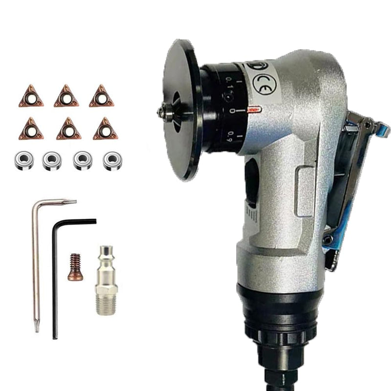 Weytoll Chamfer Tool, Pneumatic Chamfering Tool, Mini Chamfering Machine, Carpenter Chamfering Tool, Pneumatic Beveling Machine, Metal Wood Acrylic Deburring with 6pcs Blades and 4pcs Bearings