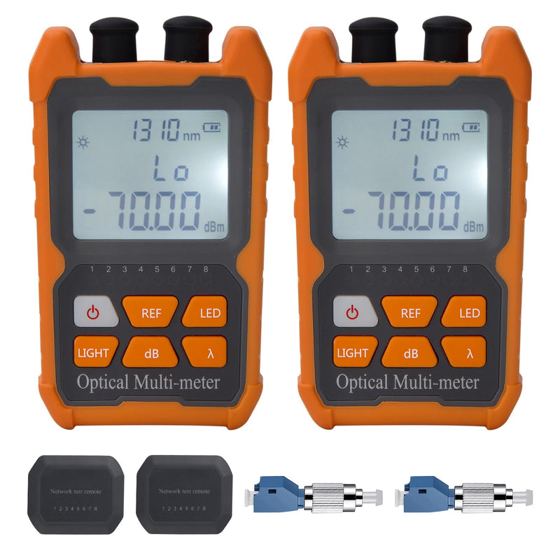 2PC Fiber Optic Tester Portable Fiber Light Power Meter FC/SC/ST Universal Interface Fiber Tester Built-in 2mW Visual Fault Locator (OPM&VFL) with FC to LC Adapter -70~+10dBm 2