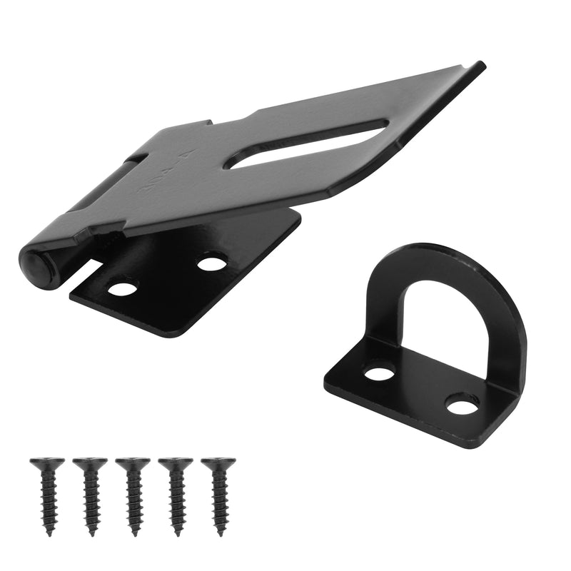 3" Door Padlock Safety Hasp Latch, Door Hasp Clasp Lock Gate Shed Hasp Latch Lock for Door Window Cabinet Pet Cage Toolbox Shed Fence, 304 Stainless Steel, Matte Black Finish, 1 Pack 3 Inch