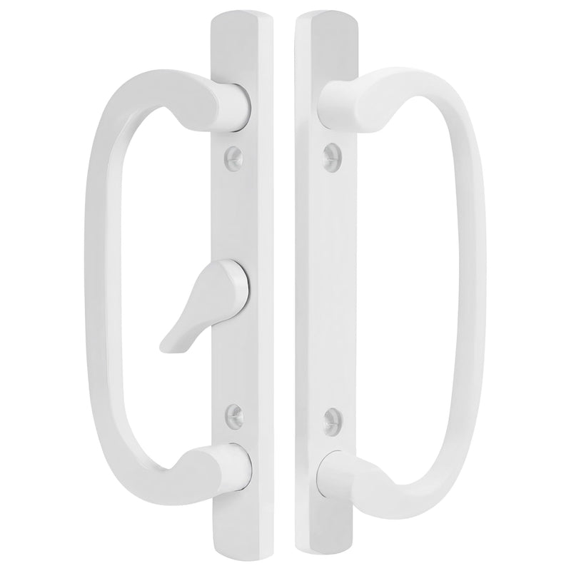 8.5" Legacy Sliding Patio Door Handle Set – White, Non-Keyed, Center Latch – Fits 3-15/16" Screw Spacing, 1-1/4" to 2-1/4" Thick Doors– Sash Controls 2265 Handle Replacement– Mortise Lock NOT Included