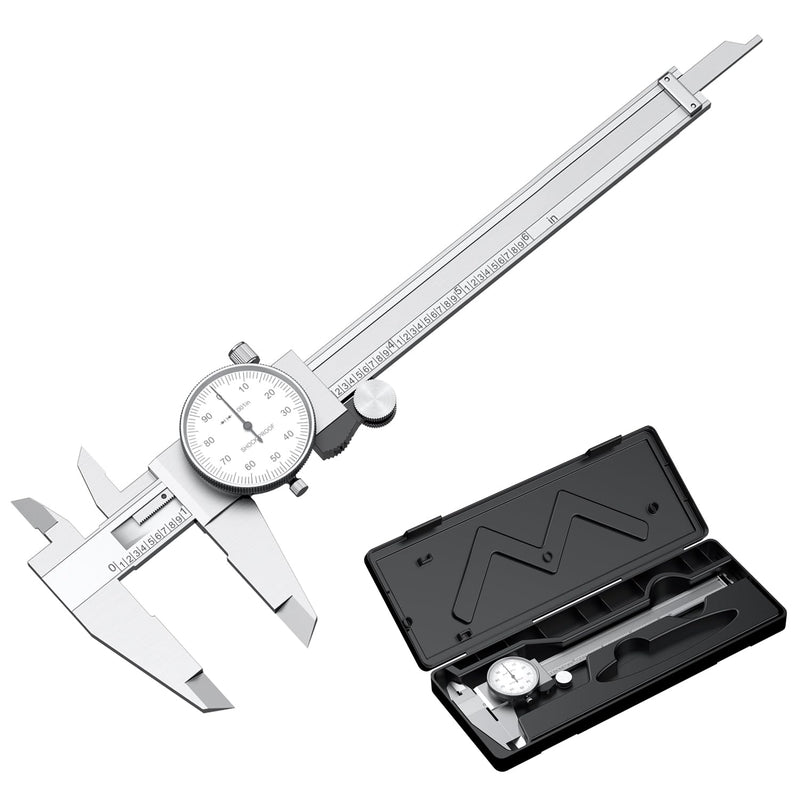 Dial Caliper Shockproof Dial Caliper Precision Caliper with Watch 0-6" Range, 0.001” Resolution 6 Inch with 0.001" Precision Calipers 4-Way Measurement with Plastic Case Dial Caliper 0-6" Range
