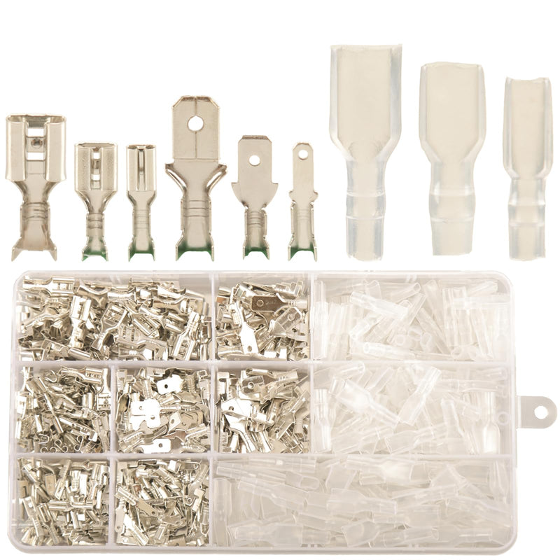 540pcs 2.8mm 4.8mm 6.3mm Male and Female Spade Connectors Kit with Insulating Sleeve, Crimp Connectors Crimp Terminals Electrical Connectors, Electrical Terminals for Electrical Wiring 540
