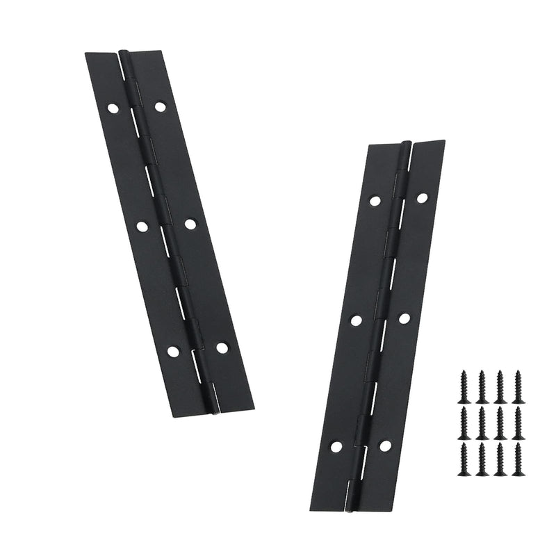2PCS Black 6-Inch Heavy Duty Piano Hinge,2" Open Width Stainless Steel Continuous Hinges, Includes Pre-Drilled Holes and Screws, Ideal for Piano Cabinets ane Wooden Box. 6"-2PACK