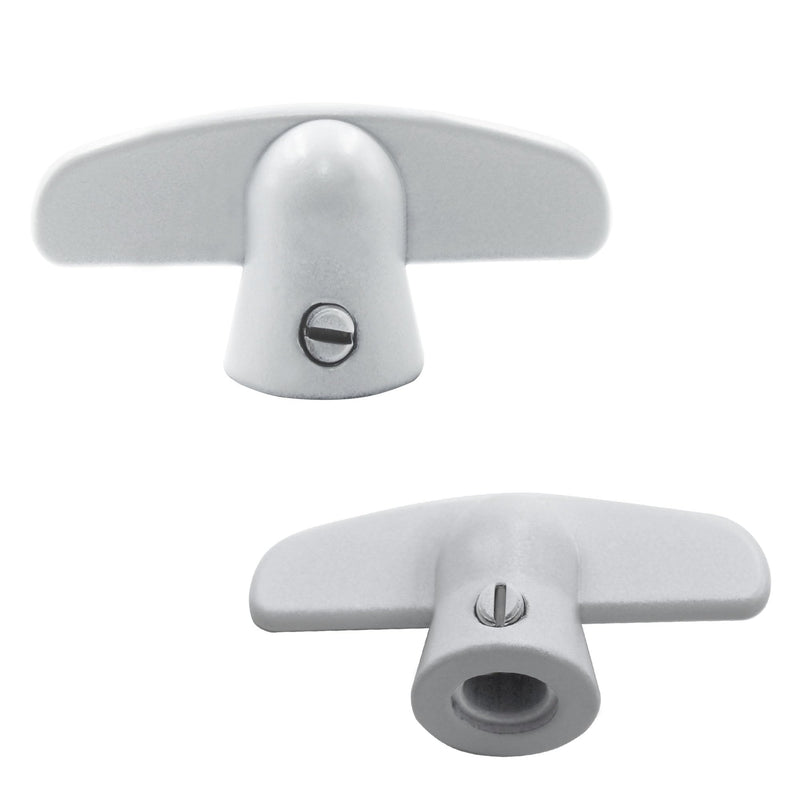 Replacement Pella Casement Window Crank, T-Crank Window Handle, Casement Operator 3/8" Spline Size, Butterfly Wing Nut T-Handle (2 Pack) (White) White