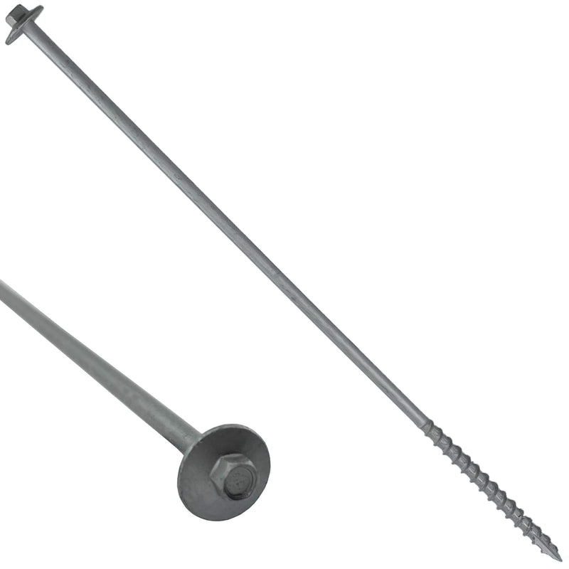 BRAUNY BOY - #12 x 10”- Extra Long Structural Lag Heavy Duty Construction Wood Screw – Galvanized Corrosion Resistant Coating Exterior Timber, Landscape - Easy Flange HEX Head Drive - Qty (50) 50
