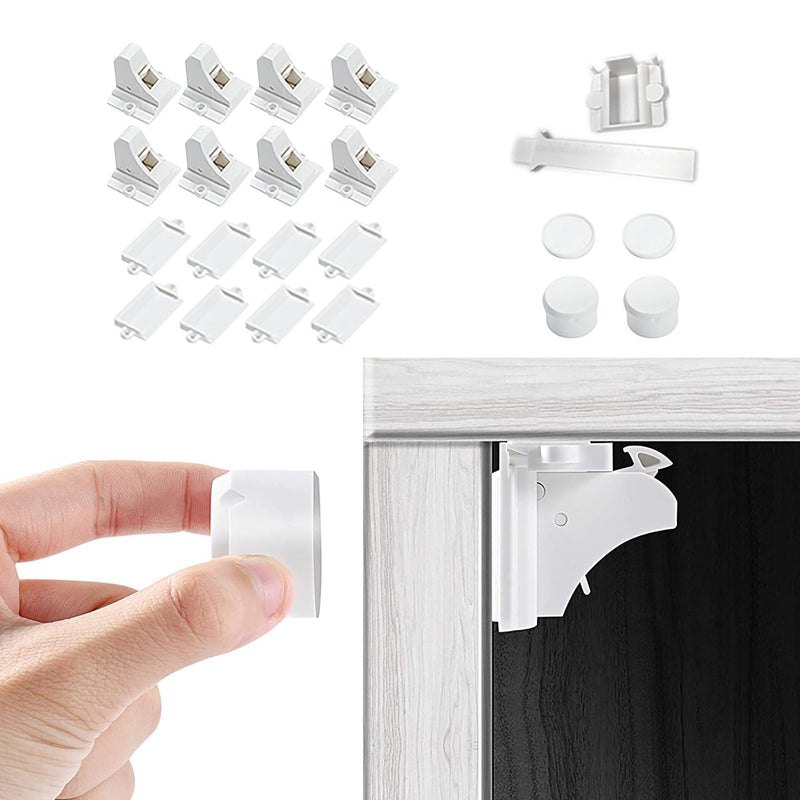 Vmaisi Adhesive Magnetic Cabinet Locks for Babies (8 Locks and 2 Keys) Standard 8.0