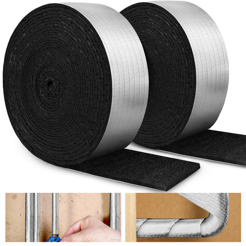 32.8 FT Pipe Insulation Wrap,Foil Pipe Wrap Insulation Tape Self Adhesive for Outdoor Indoor Pipe Insulation Wrap Freezing Weather （Black 1pack） Black 1 Pack