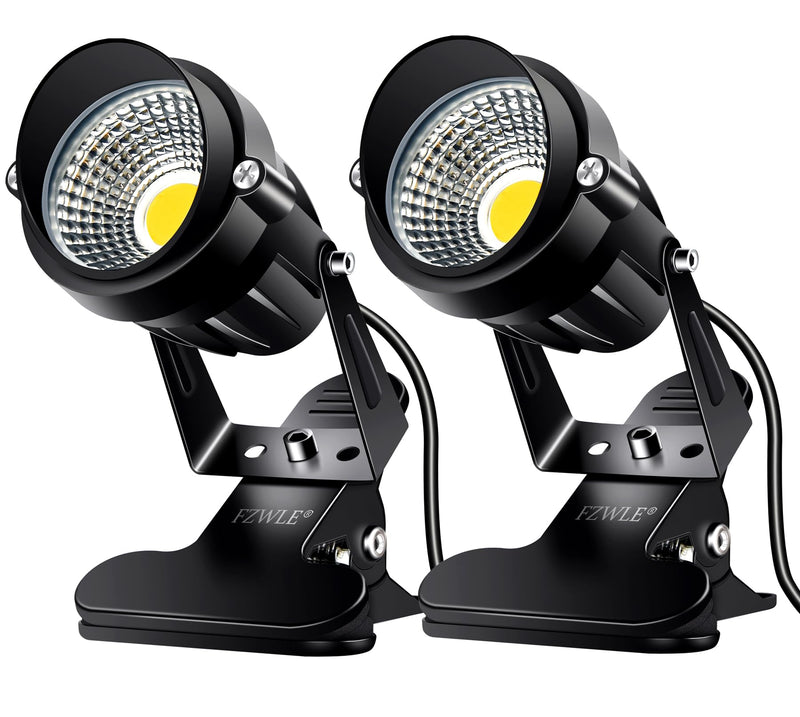 Spot Lights Clamp Indoor Spotlights, 7W Clip on Lights Daylight White Uplights with 6FT Cord and Switch for Trade Show, Workshop, Billboard, Desk Lighting (2 Pack)