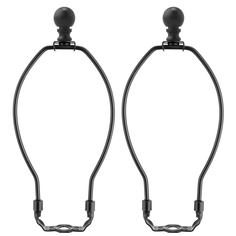 8 Inch Lamp Harp, Black 2 Set Lamp Harps and Finial, Metal Lamp Shade Harp Holder, DIY Detachable Lampshade Bracket Adapter Hardware, Replacement Table & Floor Light Accessories Parts Repair 8inch Metal Finials