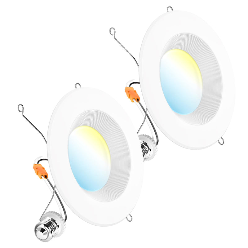 Sunco 5CCT Retrofit LED Recessed Lighting 6 Inch, 2700K/3000K/3500K/4000K/5000K Selectable, Dimmable Can Lights, Smooth Trim, 13W=75W, 965LM, Damp Rated, UL-Certified 2 Pack