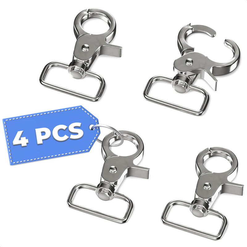 4Pcs Swivel Snap Hooks Heavy Duty Clips - 2.2" Snap Hook Carabiner Clip Lanyard Stainless Steel Carabiner Clips for Keys Lobster Claw Clasps - Dog Lash Clips Trigger Snap Hooks Dog Tag Clip 4 Silver