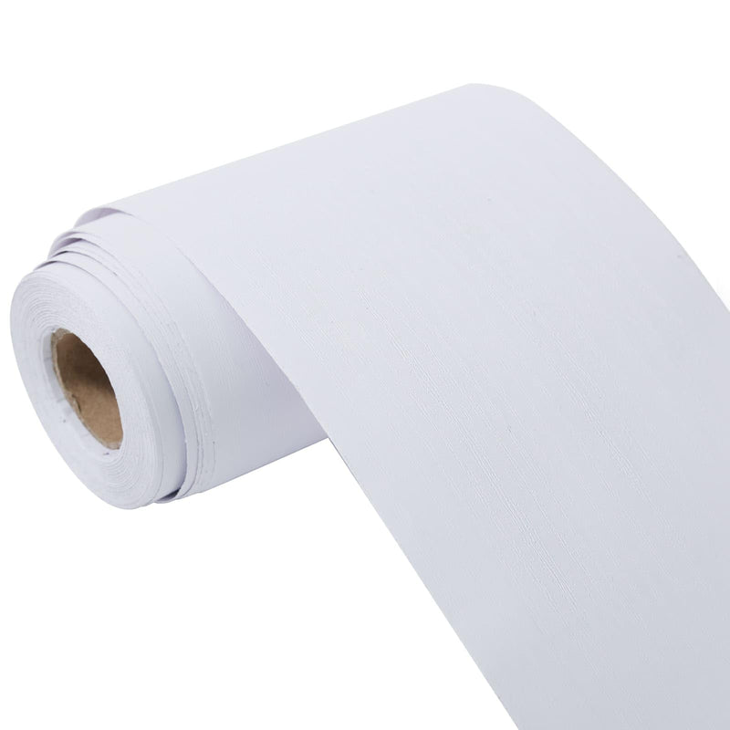 WADILE 32.8ft White Wood Grain Wallpaper Border Mirror Frame Removable Waterproof, Peel and Stick Wall Paper Border Decor Self Adhesive, Kitchen Bathroom Sticker White-32.6 ft
