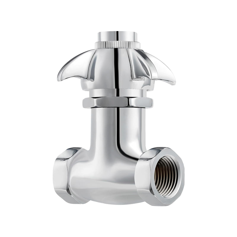 Watflow Self-Closing Valve with Knob, Heavy Duty Stop Valve, Polished Chrome