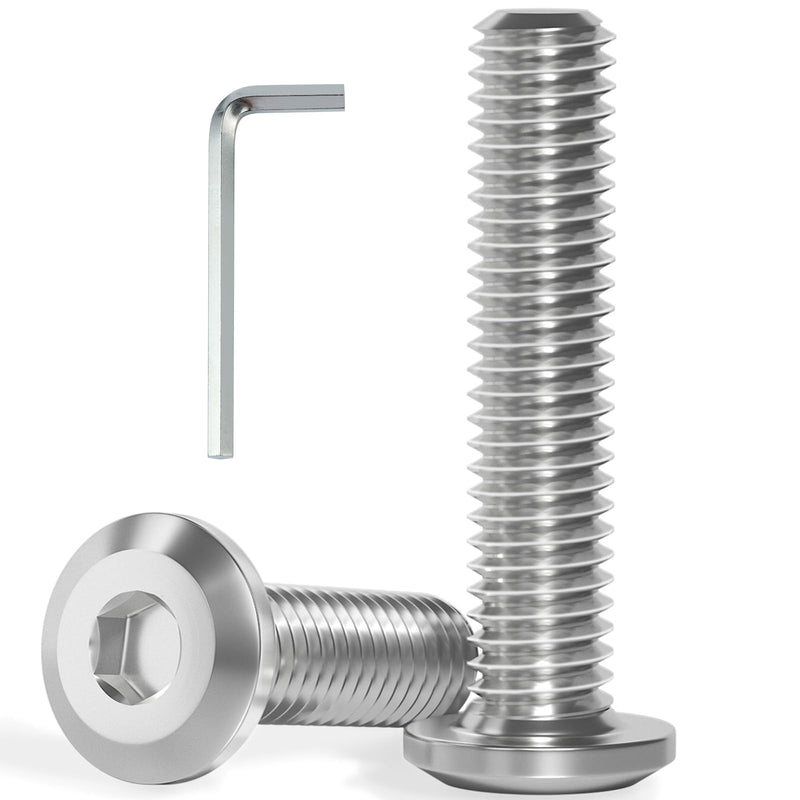 M6-1.0 x 30 mm 50Pcs Flat Head Hex Socket Cap Screws Bolts,304 Stainless Steel 18-8,Full Thread,Hex Spanner Included (VG30108) M6 x 30-50pcs Silver