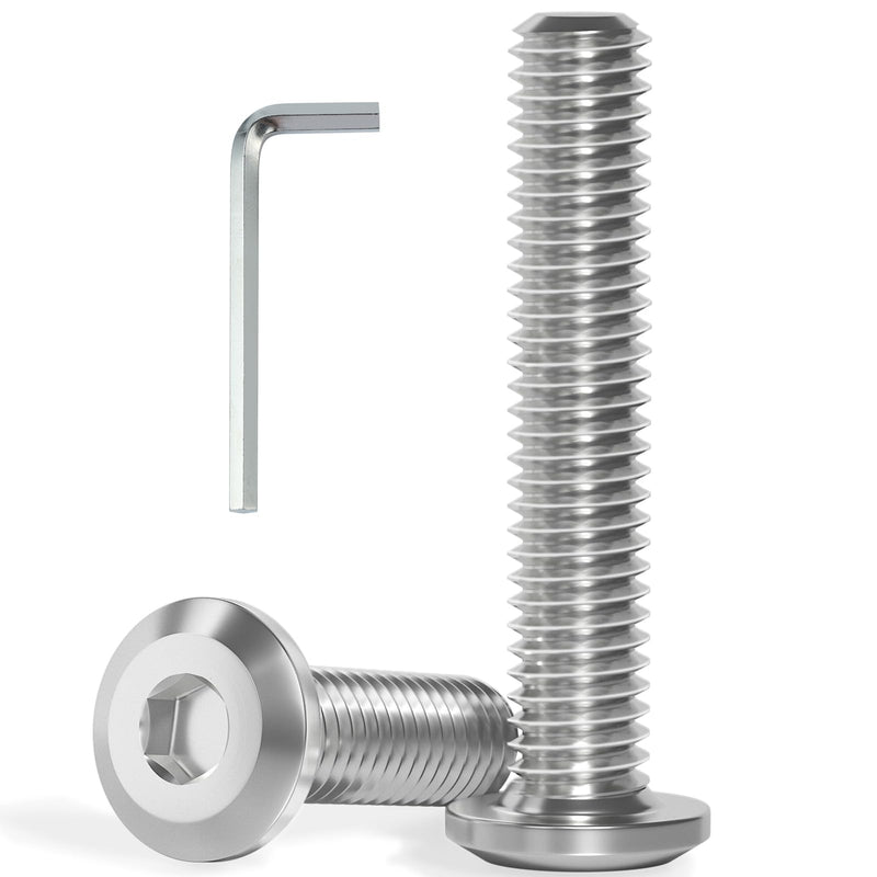 M8-1.25 x 50 mm 18Pcs Flat Head Hex Socket Cap Screws Bolts,304 Stainless Steel 18-8,Full Thread,Hex Spanner Included (VG30129) M8 x 50-18pcs Silver