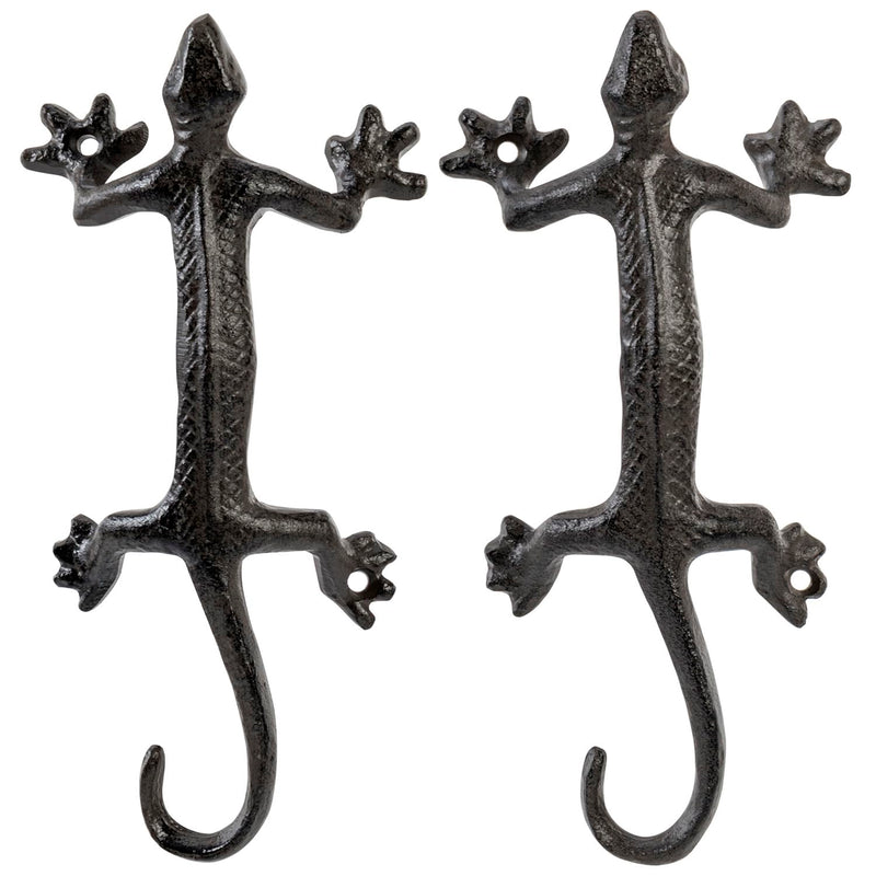 MyGift Rustic Heavy-Duty Cast-Iron Door Pull Handles with Dark Coffee Color Finish & Gecko Shaped Design, Commercial Grade Door Hardware, Southwestern Theme Novelty Sliding Door Hardware, Set of 2