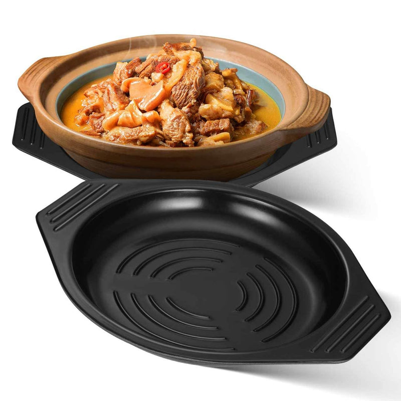 UPKOCH Heat Resistant Casserole Tray 8.46X7.08 Inch Thickened Pot Base Tray Non Slip Casserole Pot Holder for Kitchen Dining Table Mat Protecting Surfaces from Hot Pots and Baking Trays Black 21.50X18.00X2.50CM